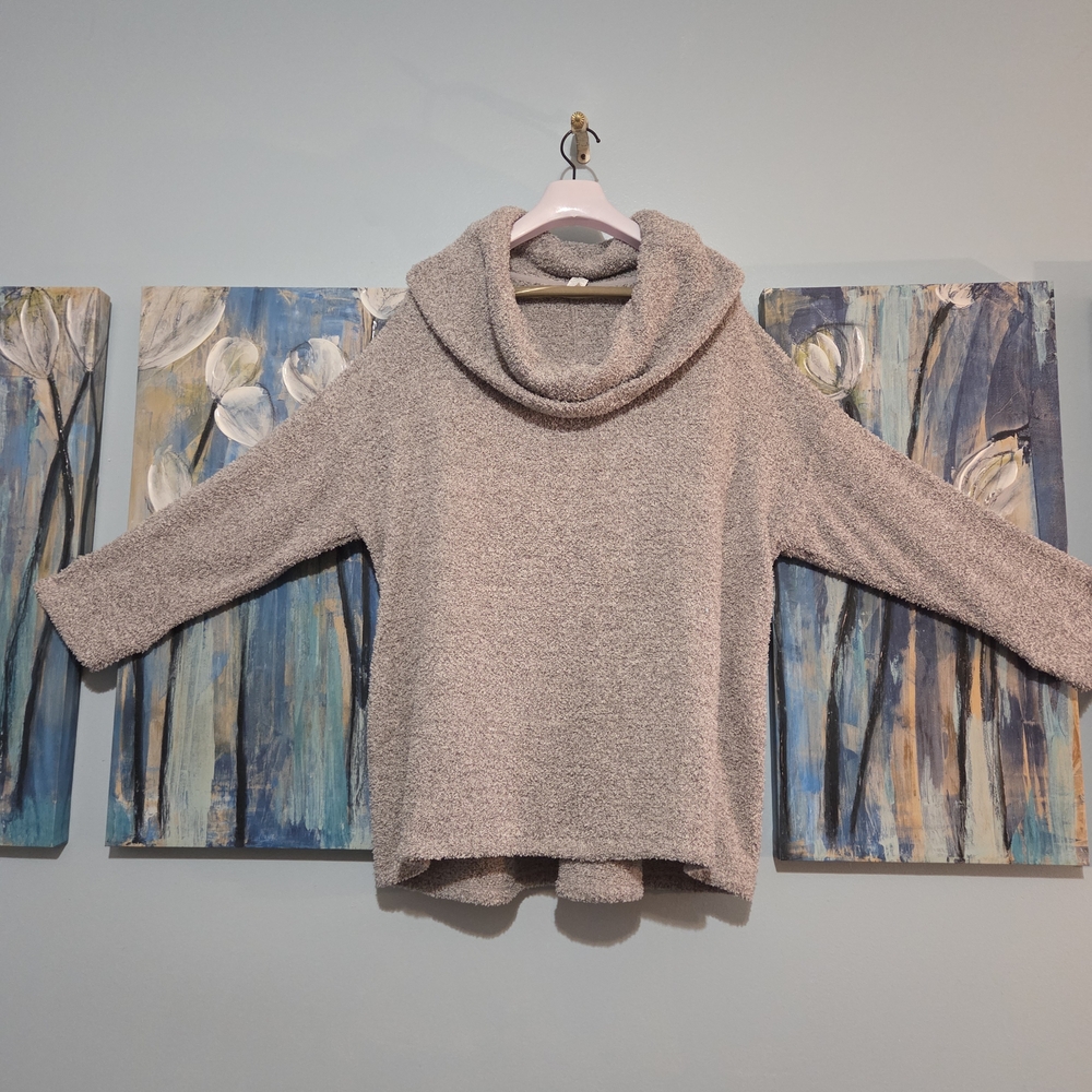Xersion Heathered Gray Cowl Neck Sweater